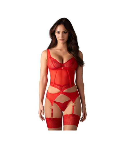 Cupide Desir corset et string - Rouge